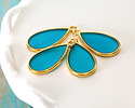 24K Gold (Plated) Transparent Turquoise Resin Drop Focal 13x23mm