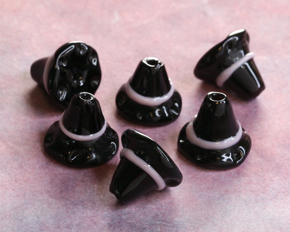 Witch's Hat Lampwork Glass Focal Bead 17-18x14.5-15mm