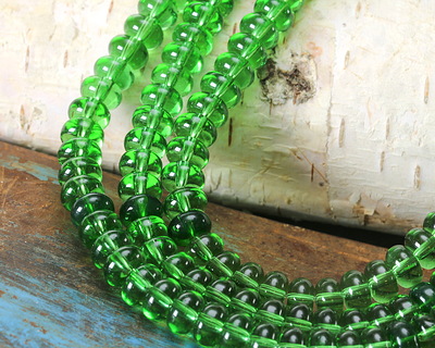 Grass Green Glass Rondelle 5x8mm