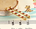 24K Gold (plated) Enamel Peppermint Stick Link 33x3mm
