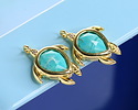 Turquoise Blue Magnesite w/ Gold Finish Sea Turtle Focal 15x19mm