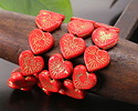 Czech Glass Pepper Red w/ Gold Starburst Heart 13x14mm