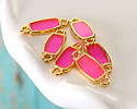 24K Gold (Plated) Transparent Paradise Pink Resin Rectangle Focal Link 16x6mm
