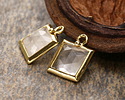Rock Crystal Quartz w/ Gold Finish Faceted Square Focal 10x13mm