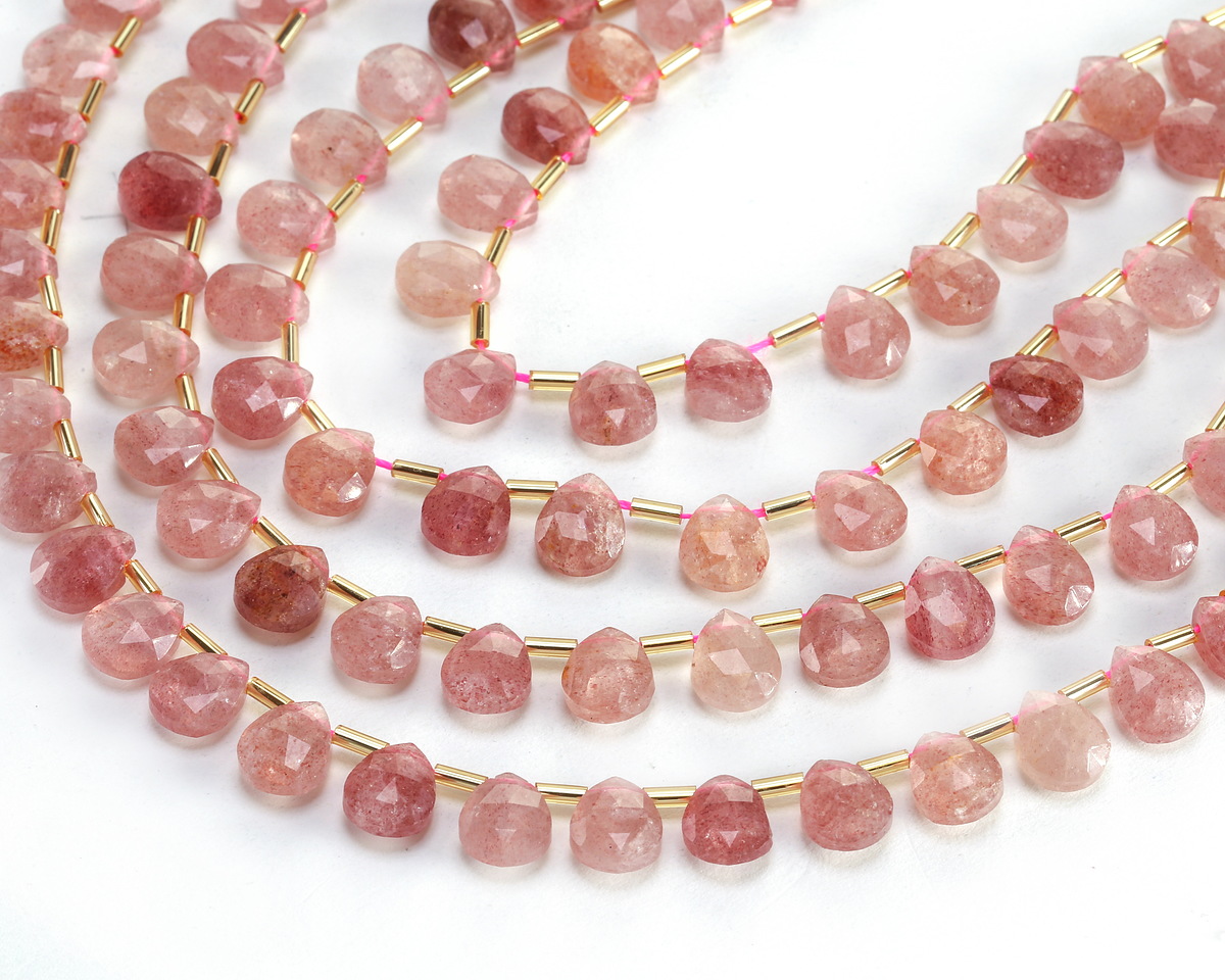 Strawberry Quartz (A) Microfaceted Teardrop 8x10mm