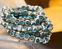 Czech Glass Matte Teal w/ Antique Silver AB Trica Beads 4x5mm