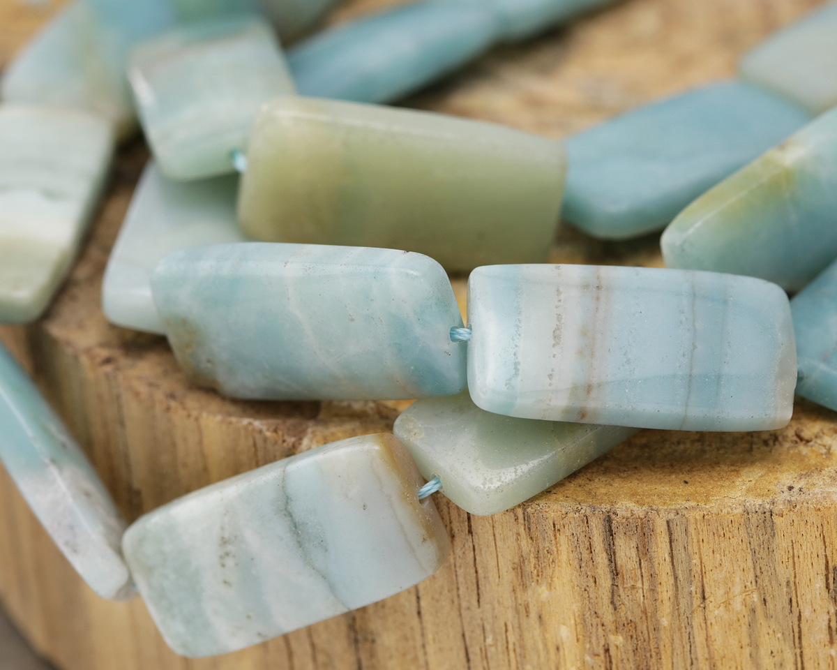 Amazonite (multi-color) Puff Rectangle 30x15mm