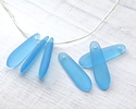 Pacific Blue Beach-Style Glass Small Puffed Petal Pendant 7x25mm