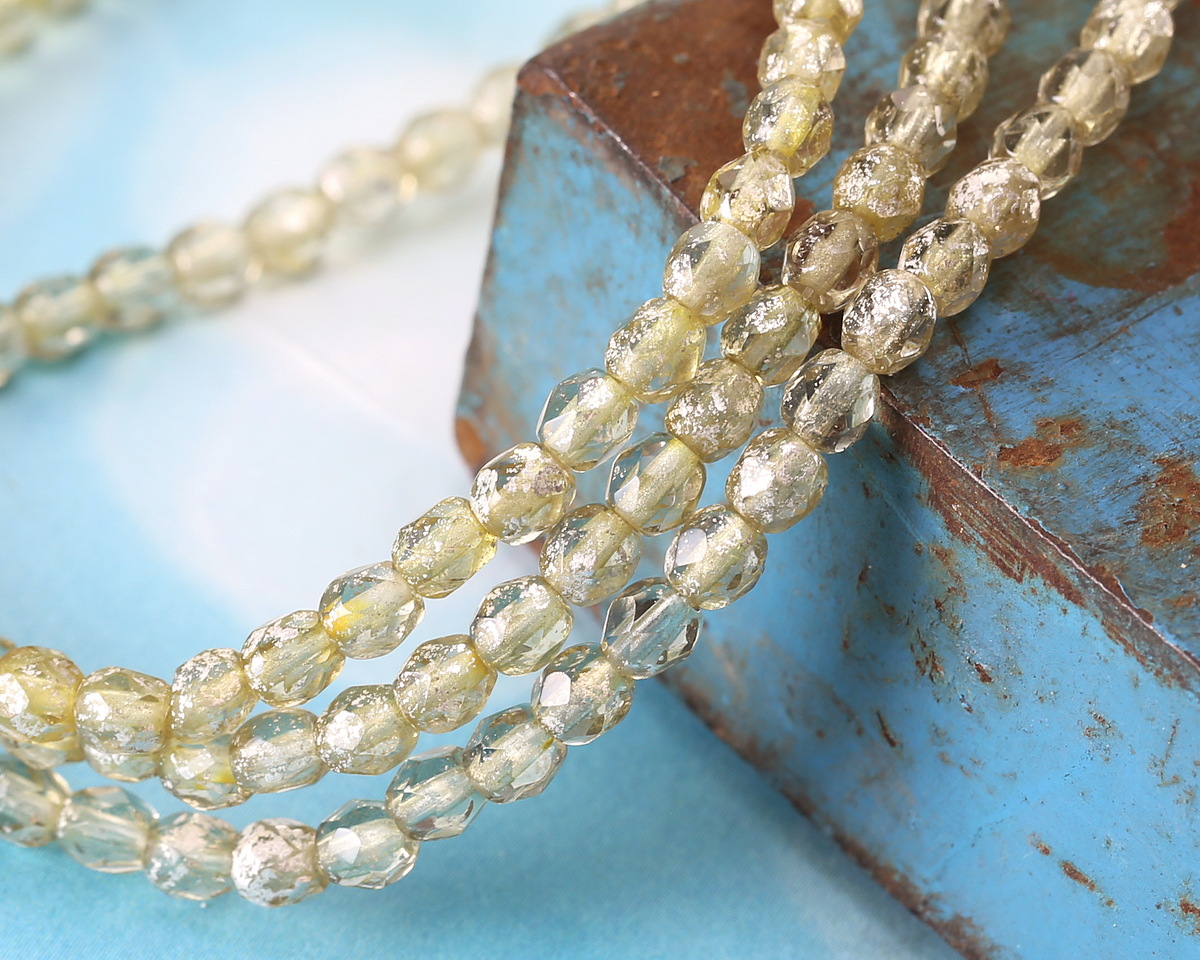 Czech Glass Smoky Gray w/ Mercury Finish Fire Polished Round 4mm