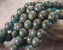 Czech Glass Caribbean Blue Picasso Round Druk 12mm