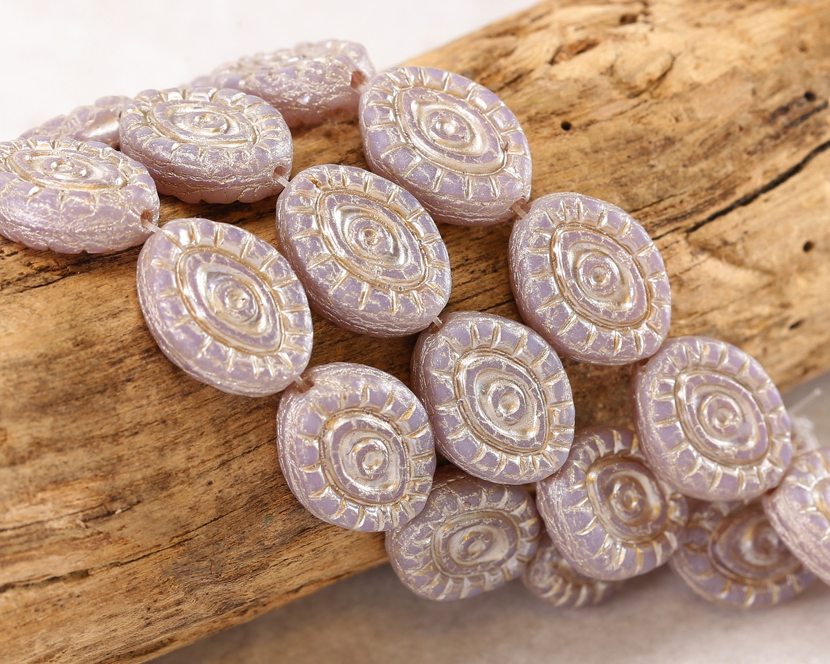Czech Glass Thistle w/ Platinum Mystic Eye 14x11mm