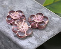 Czech Glass Bronzed Crystal w/ Mulberry Hibiscus Coin 21mm