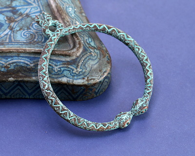 Mykonos Copper (plated) Patina Serpent Ring Focal 50x58mm