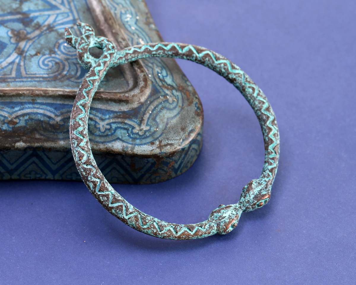 Mykonos Copper (plated) Patina Serpent Ring Focal 50x58mm
