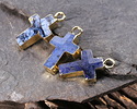 Dumortierite Faceted Cross Focal w/ Gold Finish 10x15mm