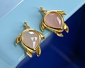 Rose Quartz w/ Gold Finish Sea Turtle Focal 15x19mm