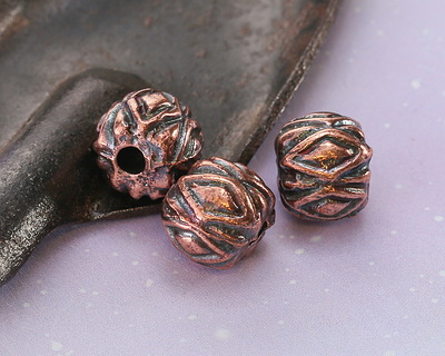 Mykonos Antique Copper (plated) Diamond Pattern Bead 10x12mm