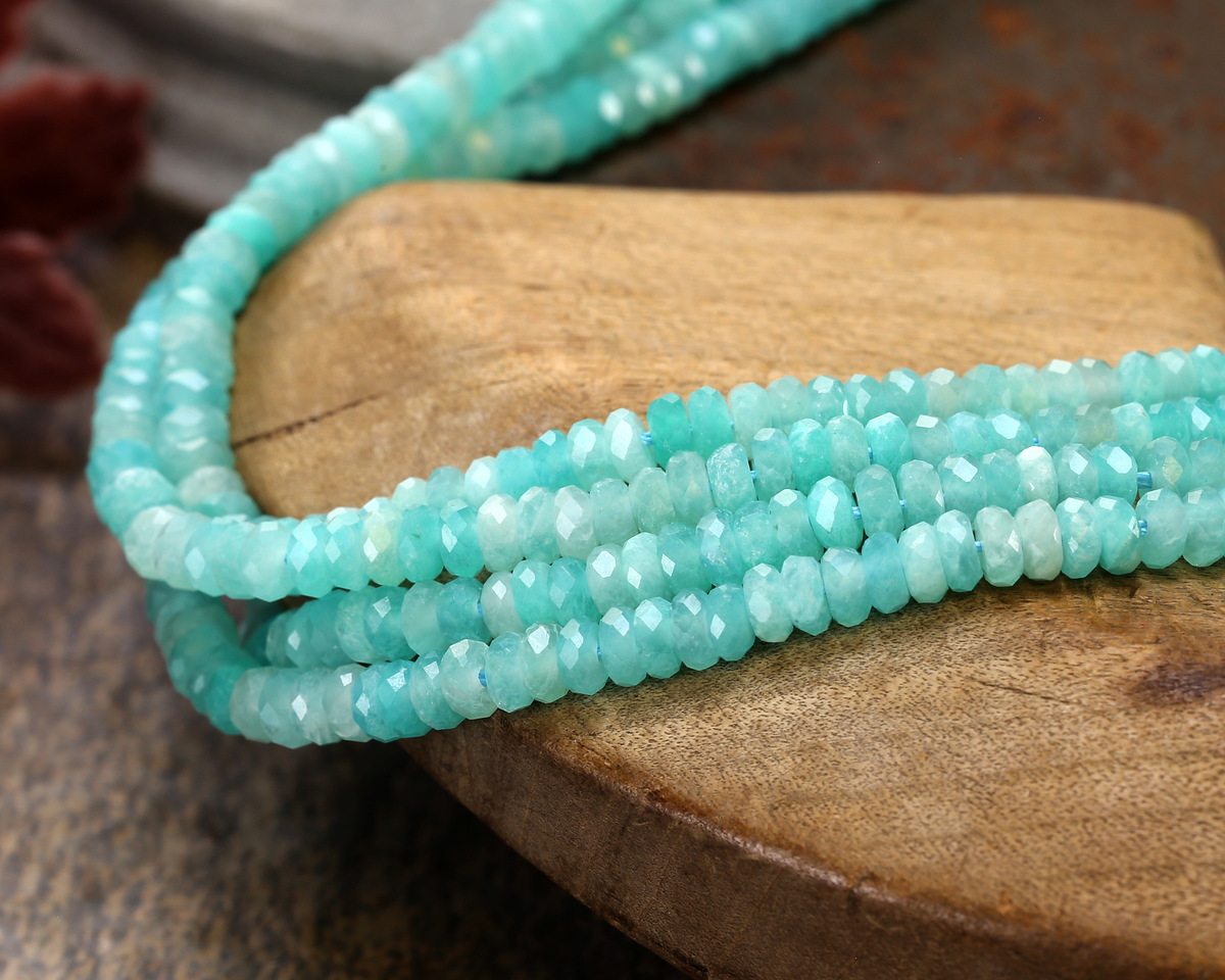 Brazil Amazonite (A) Microfaceted Rondelle 2x4mm