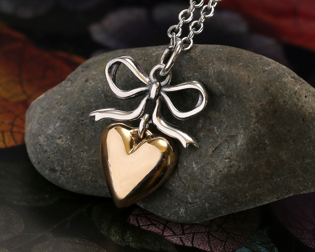 Nina Designs Sterling Silver Bow w/ Bronze Heart Focal 15x22mm