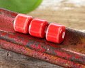 Coral Red Porcelain Barrel 9x10mm