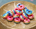 Candy Rainbow Banded Resin Large-Hole Rondelle 8x14mm