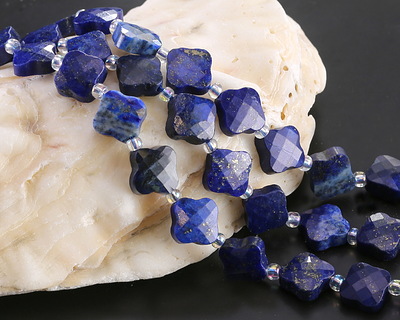 Lapis Faceted Quatrefoil 10mm