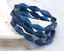 Czech Glass Matte Pacific Blue w/ Metallic Blue Finish Rhombus 14x7mm