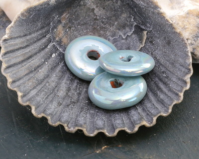 Mykonos Ceramic Iridescent Turquoise Washer 3x13mm