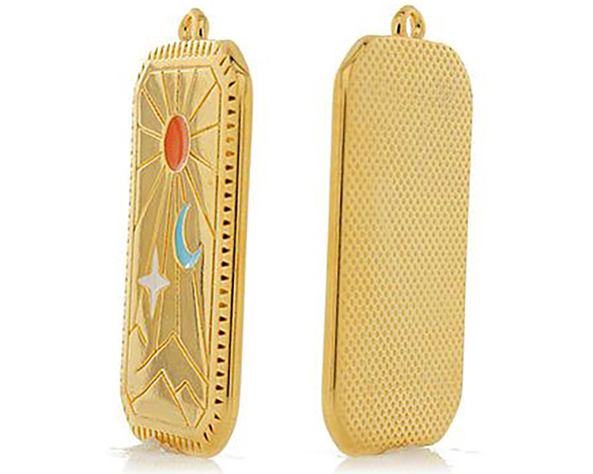 24K Gold (plated) Colorful Enamel Tarot Card Focal 18x33mm