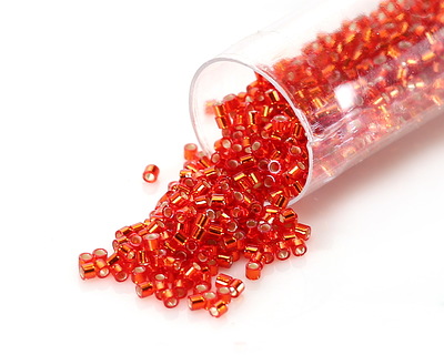 Miyuki Delica Silver Lined Flame Red (DBS0043) 15/0 Seed Bead