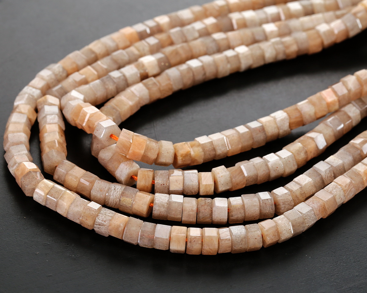 Sunstone Microfaceted Heishi 3x6mm