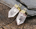 Rock Crystal Quartz Point w/ Gold Finish 8x16mm