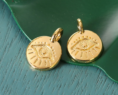 TierraCast 24K Gold (plated) Evil Eye Charm 12x17mm