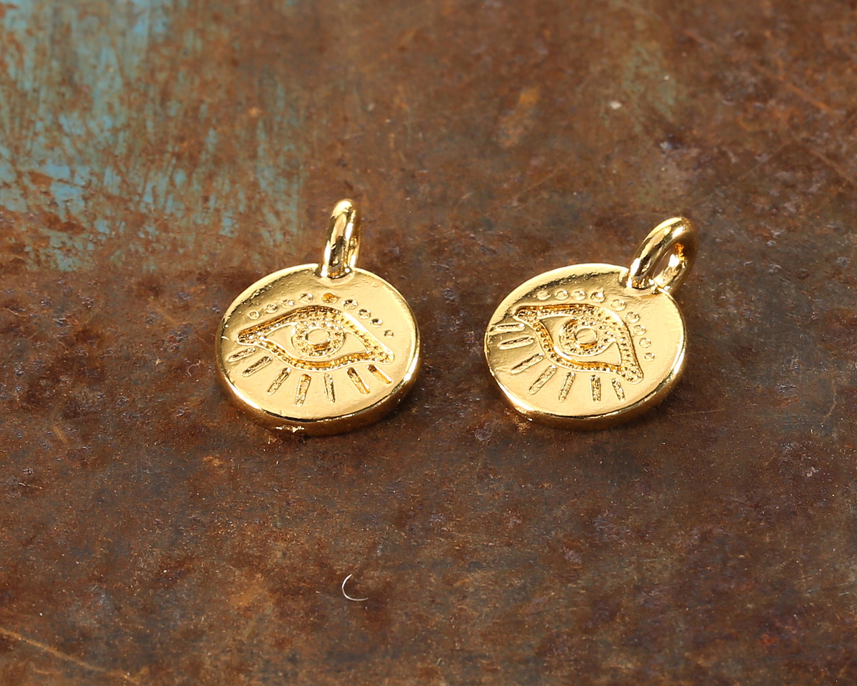 TierraCast 24K Gold (plated) Evil Eye Charm 12x17mm