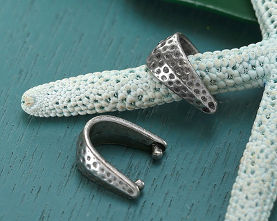TierraCast Antiqued Pewter Small Hammertone Pinch Bail 6x12mm
