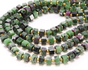 Ruby Zoisite Microfaceted Hexagon Heishi 4x8mm