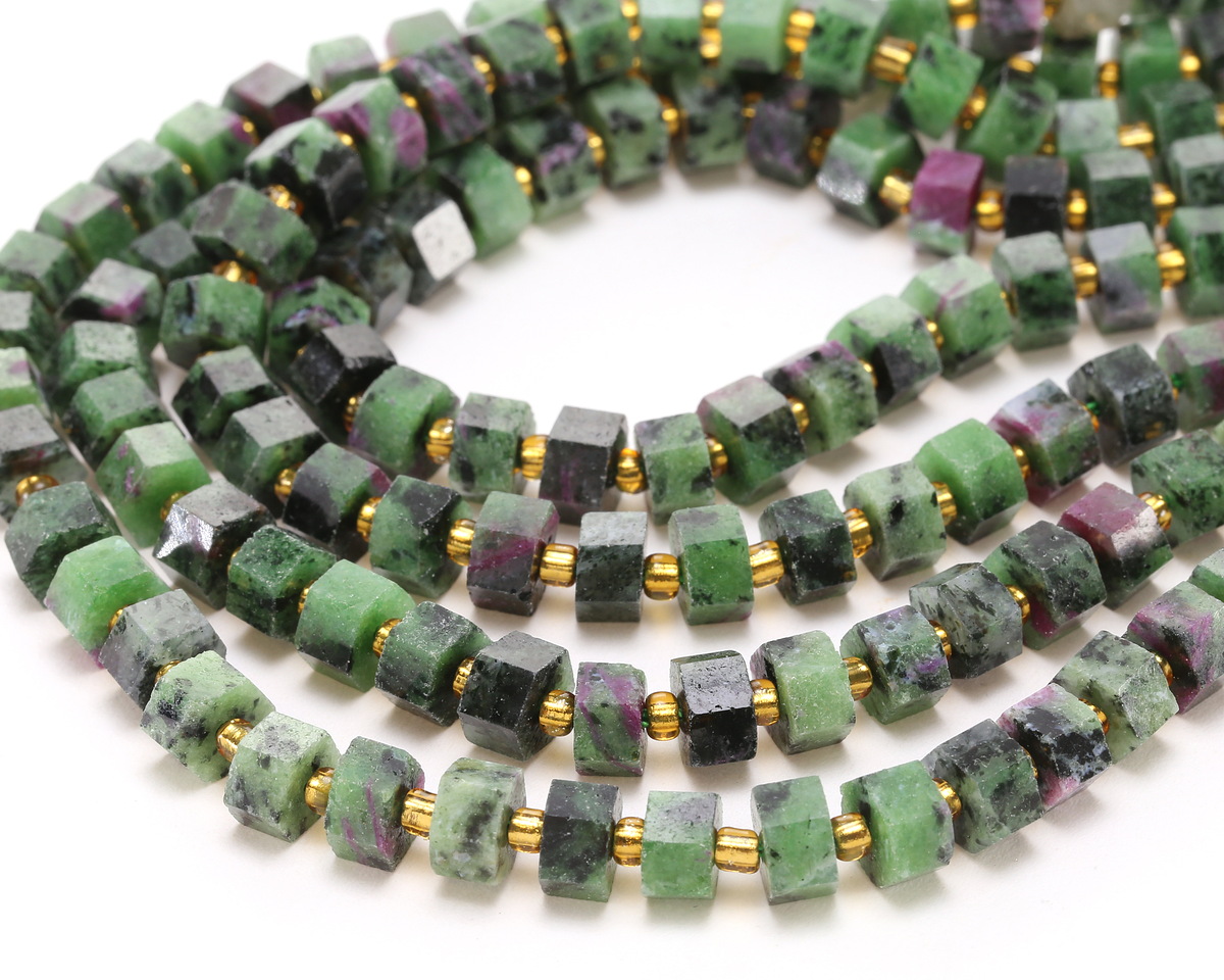 Ruby Zoisite Microfaceted Hexagon Heishi 4x8mm