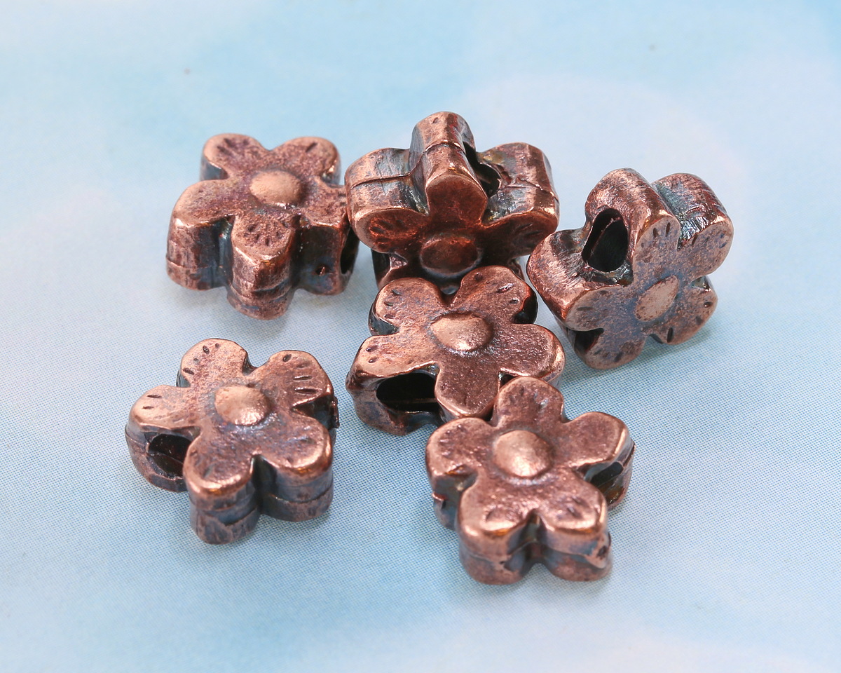 Mykonos Antique Copper (plated) Flower Bead 13mm