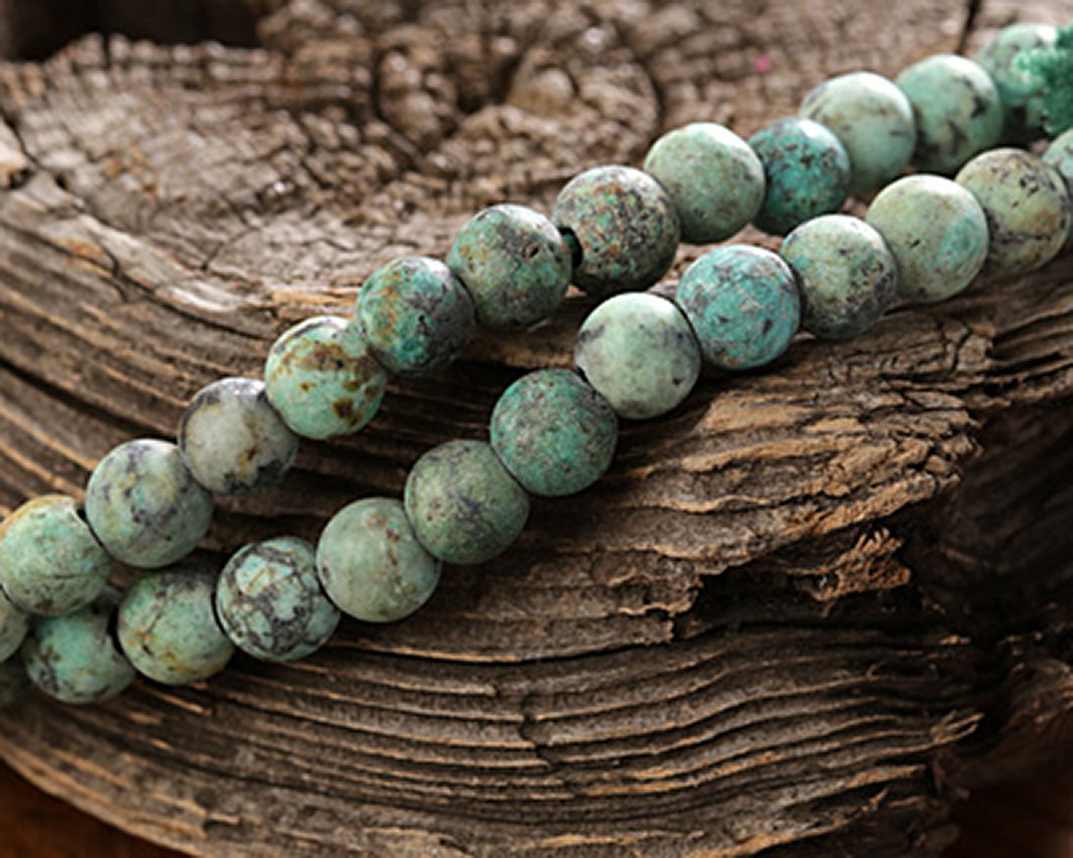 African Turquoise (Matte) Round (Large Hole) 8mm Beads
