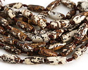 Tibetan (Dzi) Agate Matte Rust & White Molten Pattern Rice 23-26x10-13mm