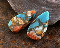 Spiny Oyster Turquoise Mosaic Flat Teardrop 10-13x21-24mm