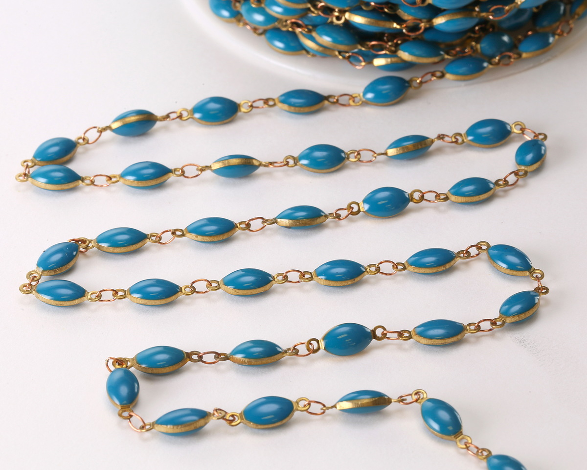 Zola Elements Sea Blue Oval Link Brass Chain