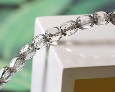 Czech Glass Crystal w/ Antique Silver Cruller Barrel 8x6mm