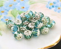 Czech Glass Aquamarine w/ Antique Silver Lantern 6mm
