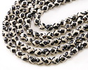 Tibetan (Dzi) Agate Black & White Patterned Faceted Round 8mm