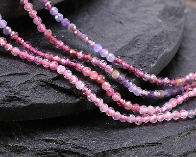Natural Multi Spinel Ombré Faceted Round 2.5mm