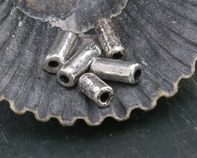 Mykonos Metalized Ceramic Antique Silver Tube 9x4mm