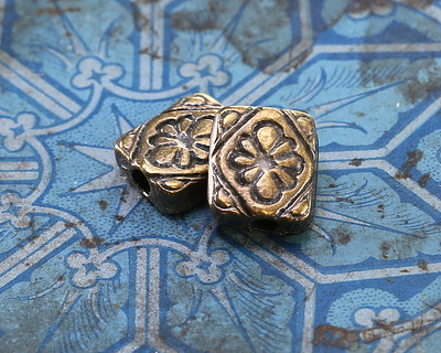 Mykonos Antique Brass (plated) Floral Ornate Rectangle 11x9.5mm