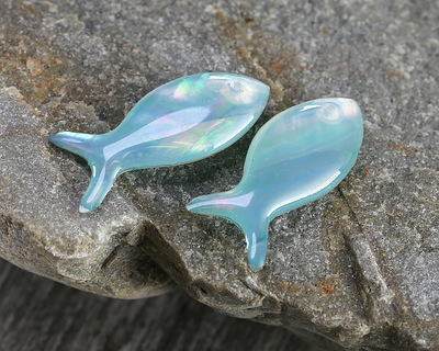 Aqua Resin & Shell Fish Focal 24x10mm