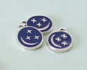 Antique Silver (plated) Cobalt Enamel Crescent Moon & Stars Oval Focal 12x16mm